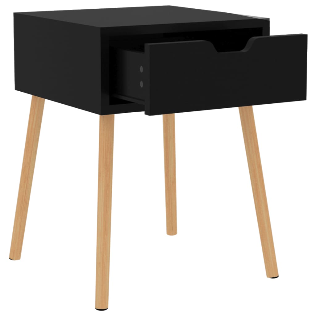 Mesa de cabeceira derivados de madeira preto brilhante