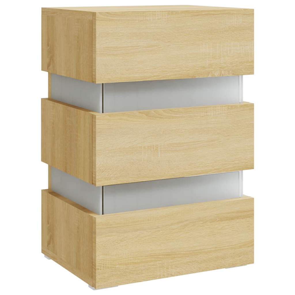 Mesa de cabeceira c/ LEDs derivados de madeira carvalho sonoma