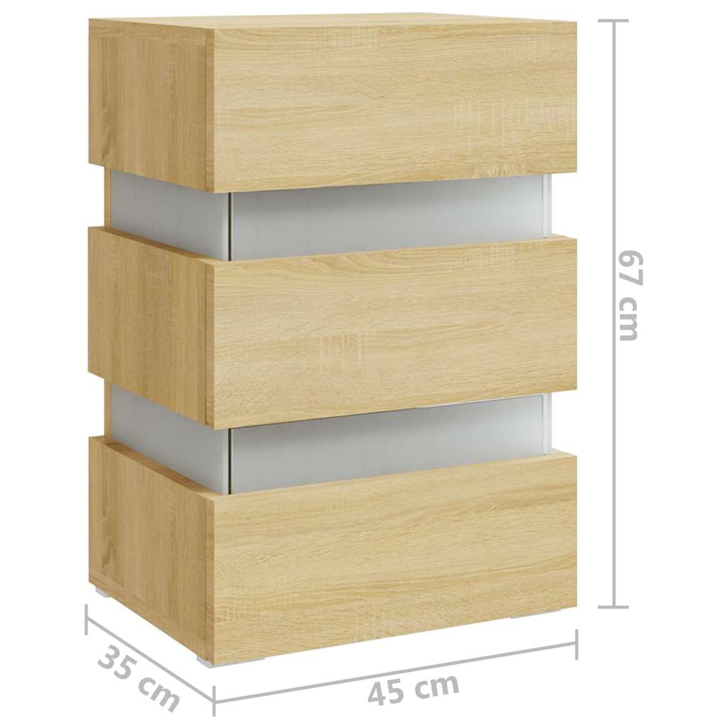 Mesa de cabeceira c/ LEDs derivados de madeira carvalho sonoma