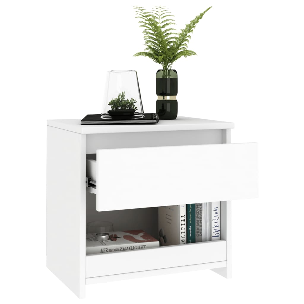 Bedside table 40x30x39 cm white plywood