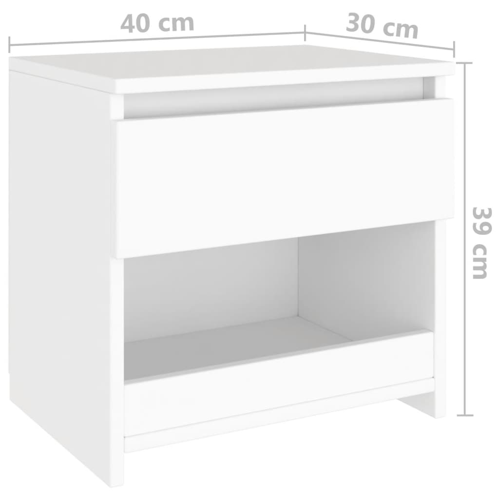 Bedside table 40x30x39 cm white plywood