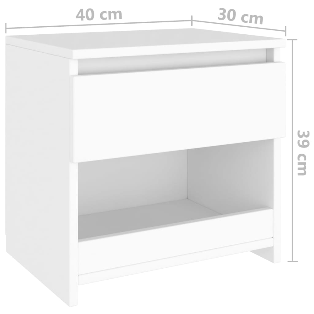 Bedside tables 2 pcs 40x30x39 cm wood derivatives white