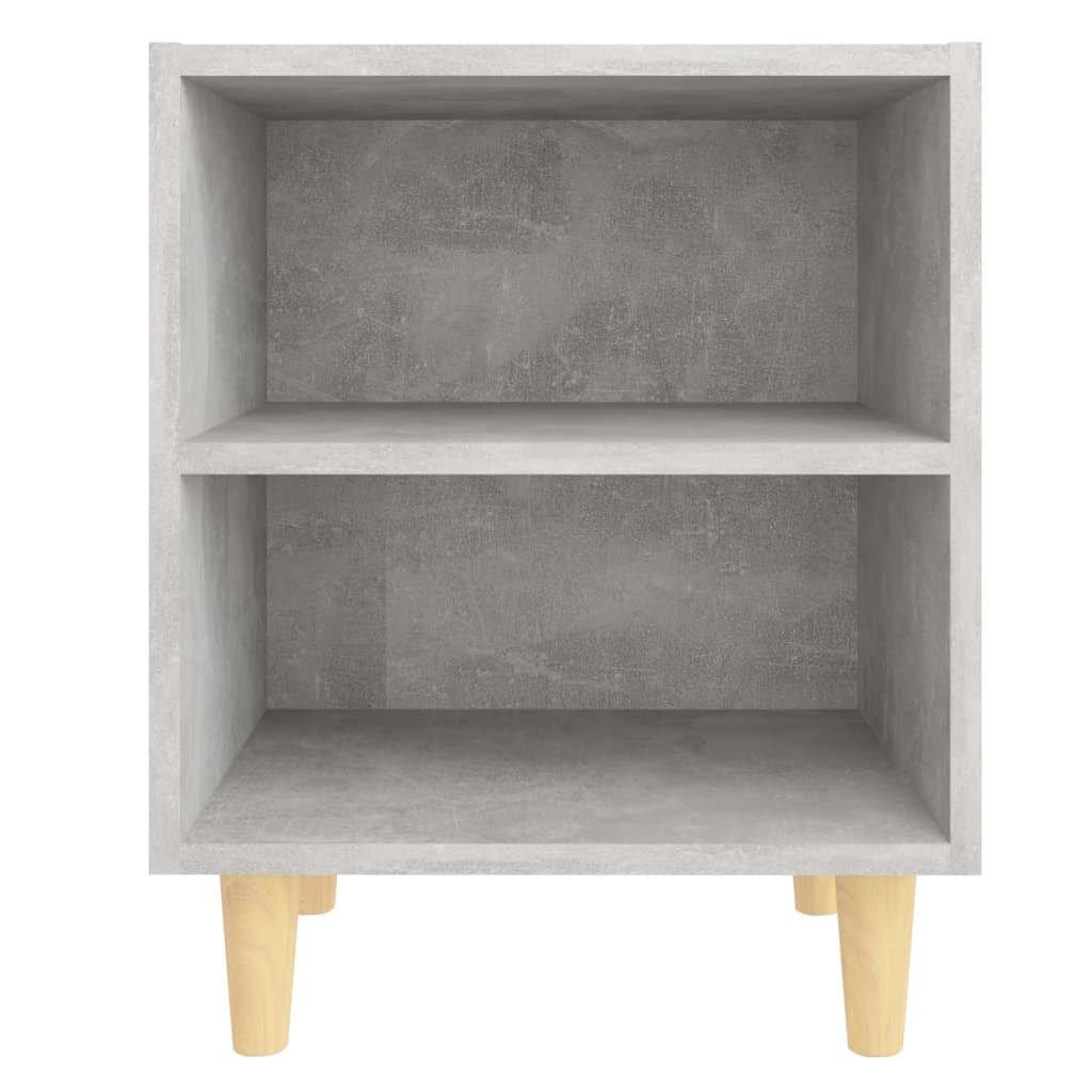 Bedside table with solid wood legs 40x30x50cm grey cement.