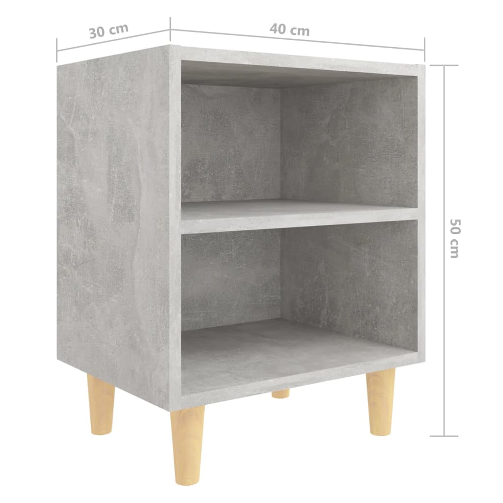 Bedside tables with solid wood legs 2pcs 40x30x50cm grey cim.