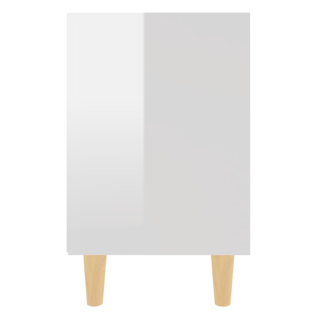 Bedside tables with wooden legs 2pcs 40x30x50cm glossy white