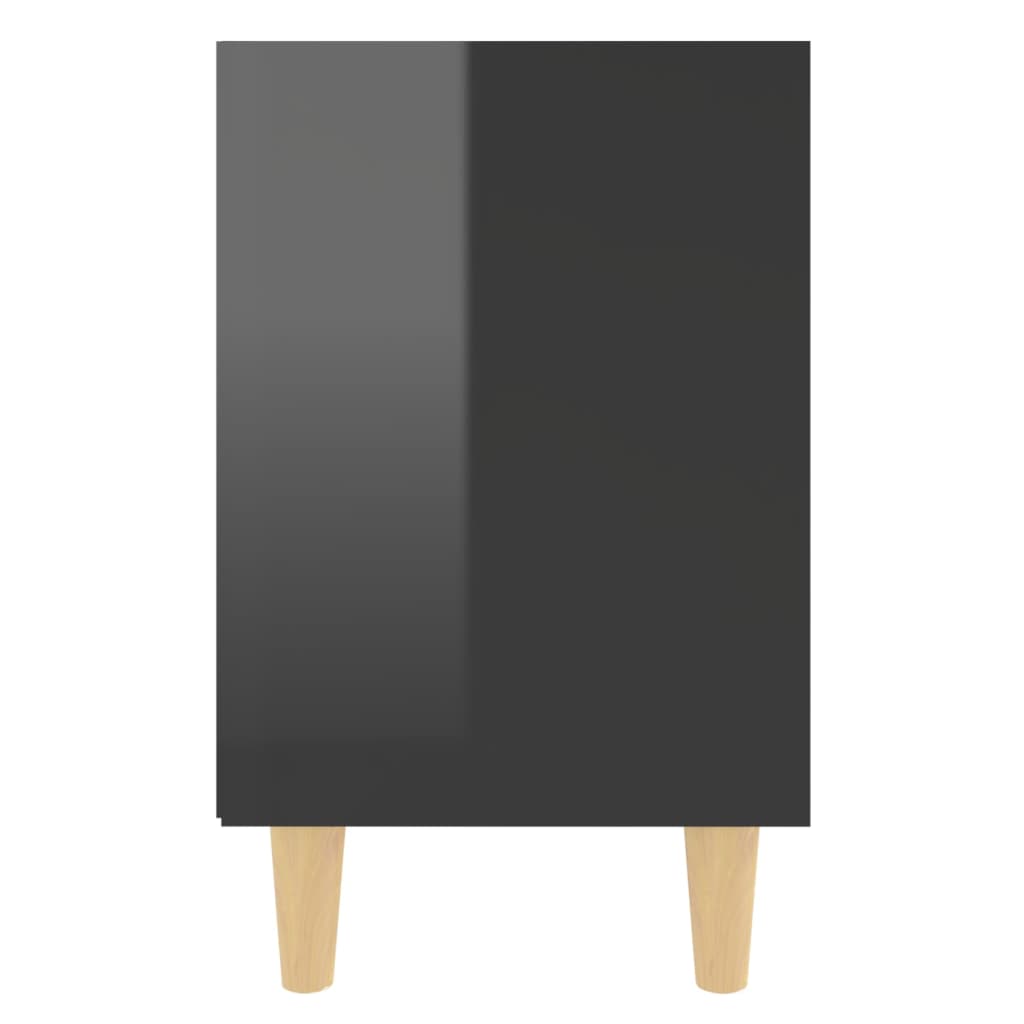 Bedside table solid wood legs 40x30x50cm glossy black