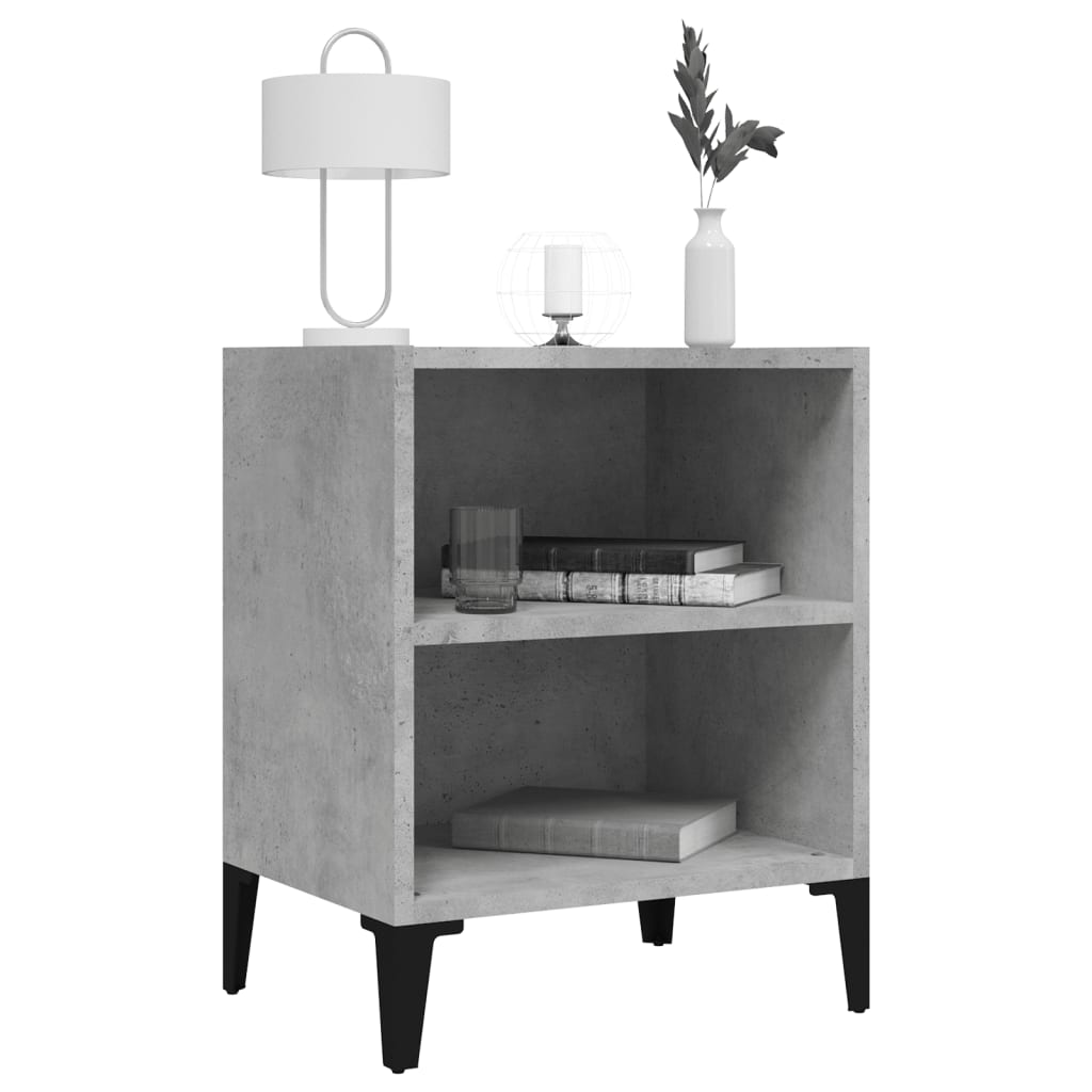 Mesa de cabeceira c/ pernas em metal 40x30x50 cm cinza cimento