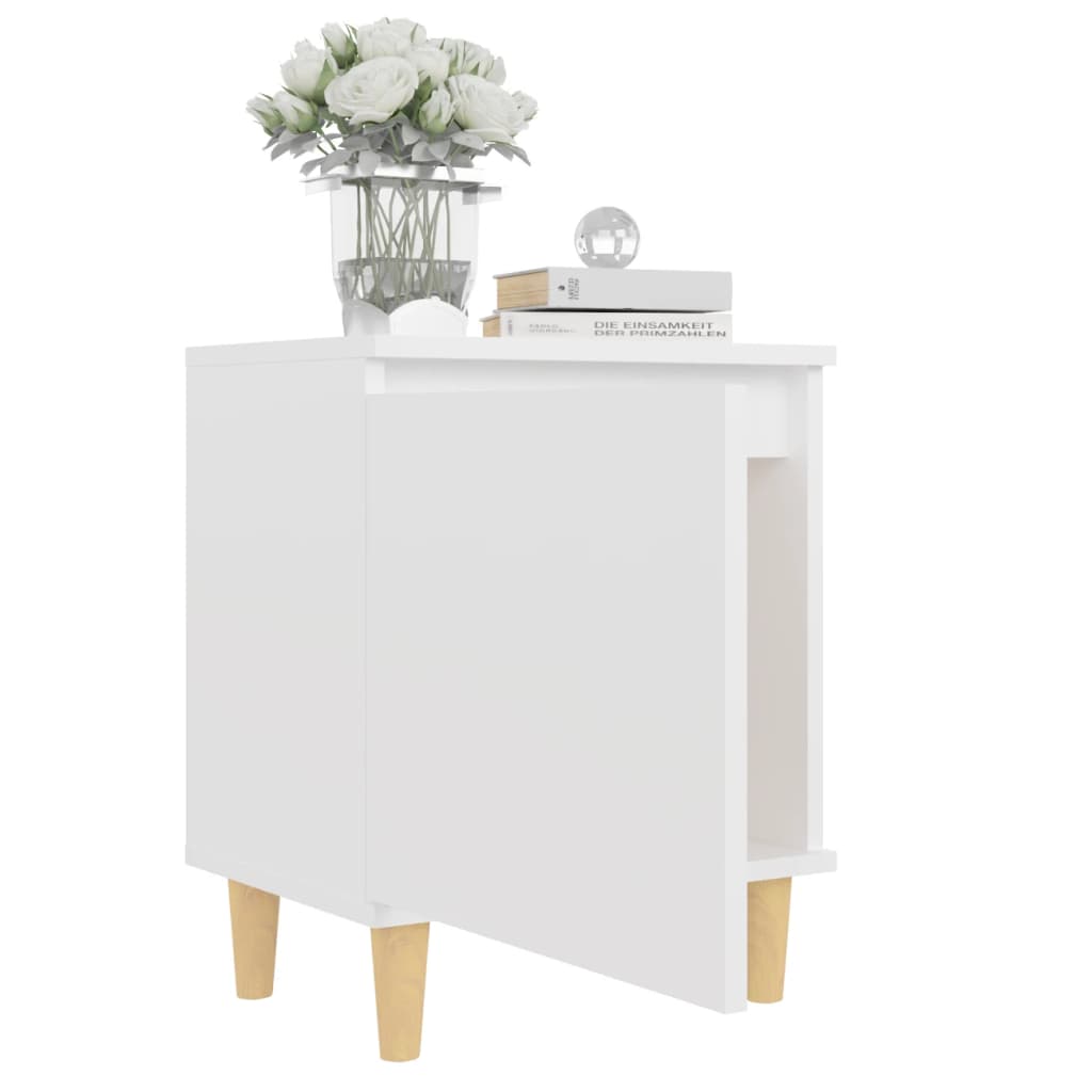 Mesa de cabeceira c/ pernas em madeira maciça 40x30x50cm branco