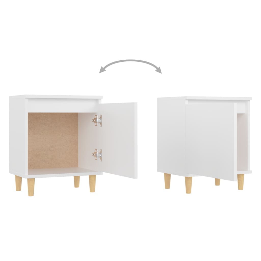 Mesa de cabeceira c/ pernas em madeira maciça 40x30x50cm branco