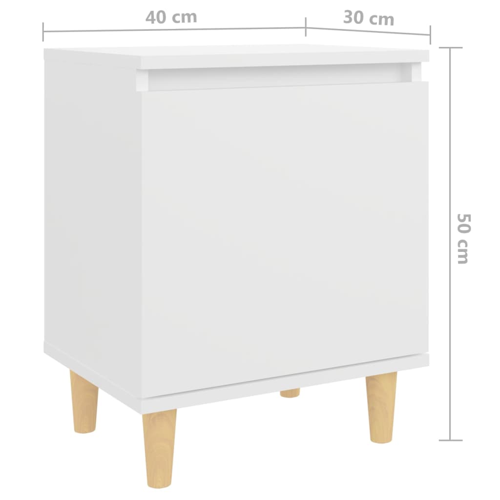 Mesa de cabeceira c/ pernas em madeira maciça 40x30x50cm branco