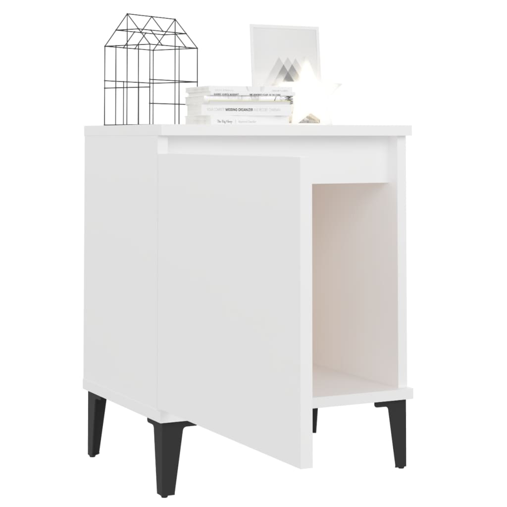 Bedside tables with metal legs 40x30x50 cm white