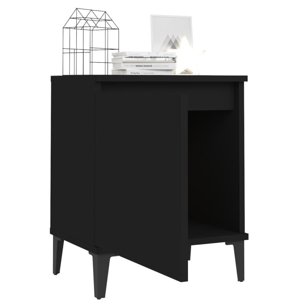 Mesa de cabeceira c/ pernas em metal 40x30x50 cm preto