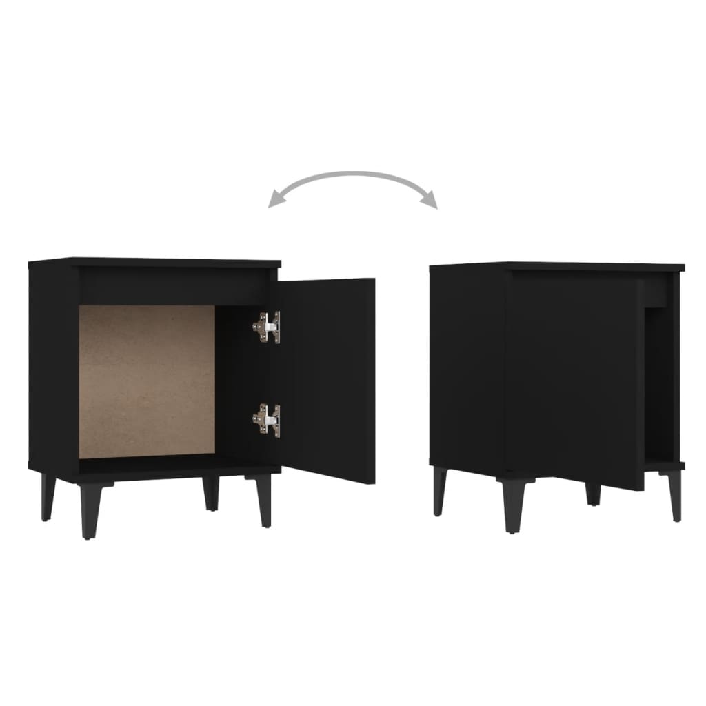 Mesa de cabeceira c/ pernas em metal 40x30x50 cm preto