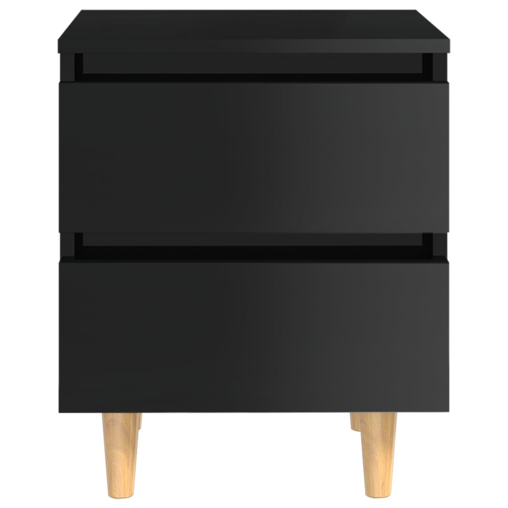 Mesa de cabeceira c/ pernas de pinho 40x35x50cm preto brilhante