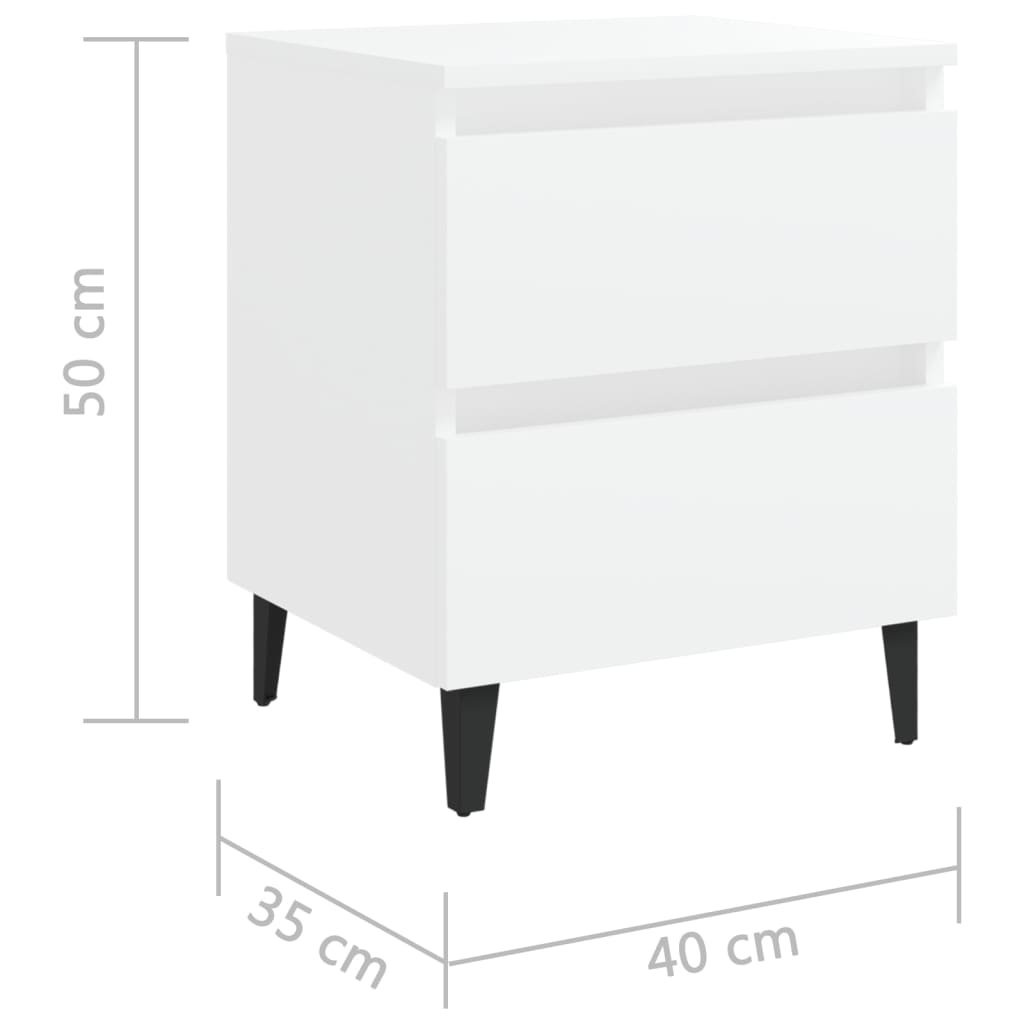 Bedside tables 2 pcs 40x35x50cm wood derivatives white
