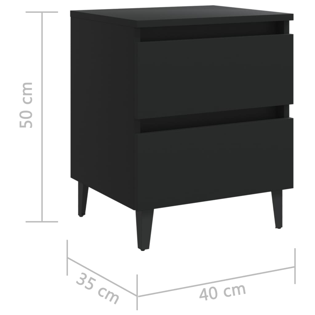 Bedside table 40x35x50 cm black wood derivatives