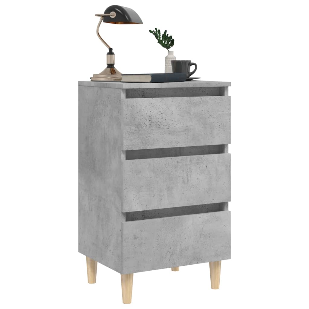 Bedside tables with wooden legs 2pcs 40x35x69cm grey cement