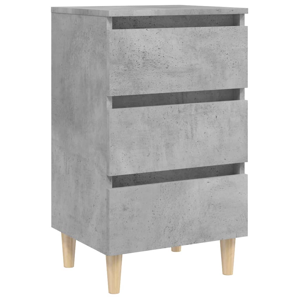 Bedside tables with wooden legs 2pcs 40x35x69cm grey cement