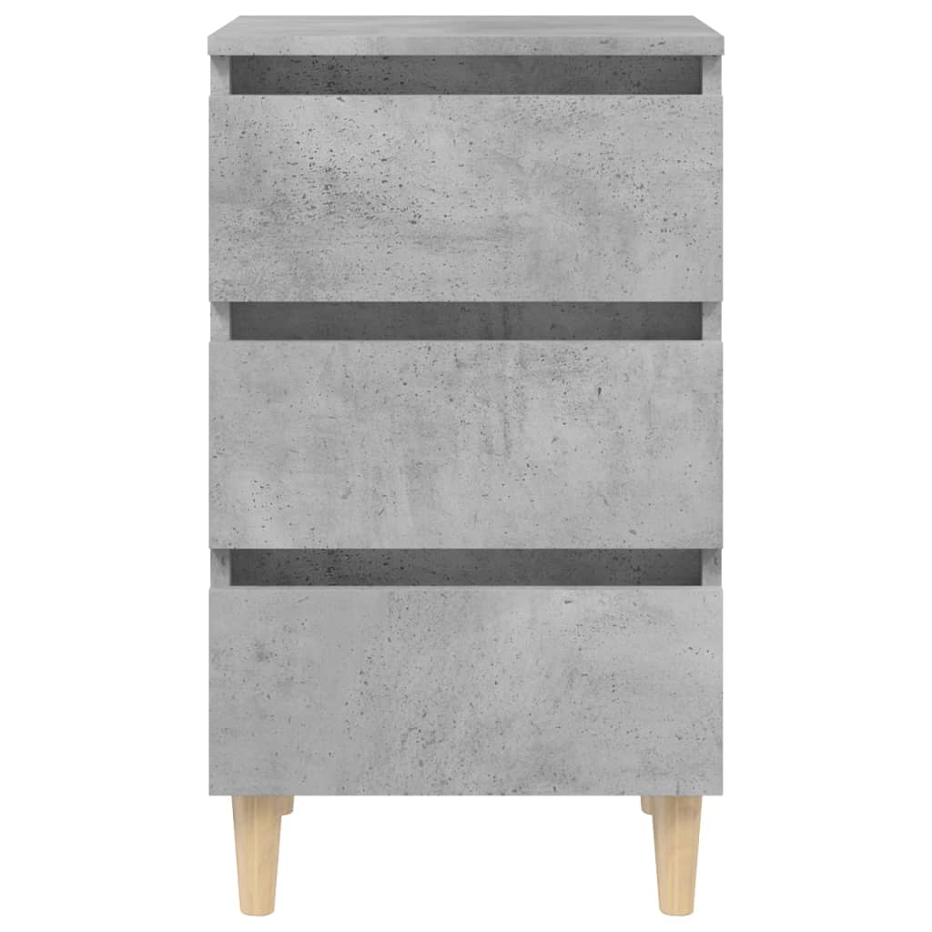 Bedside tables with wooden legs 2pcs 40x35x69cm grey cement