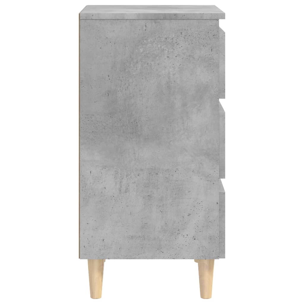 Bedside tables with wooden legs 2pcs 40x35x69cm grey cement
