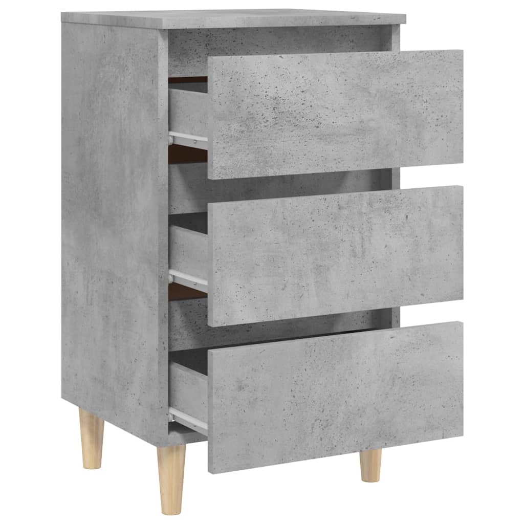 Bedside tables with wooden legs 2pcs 40x35x69cm grey cement