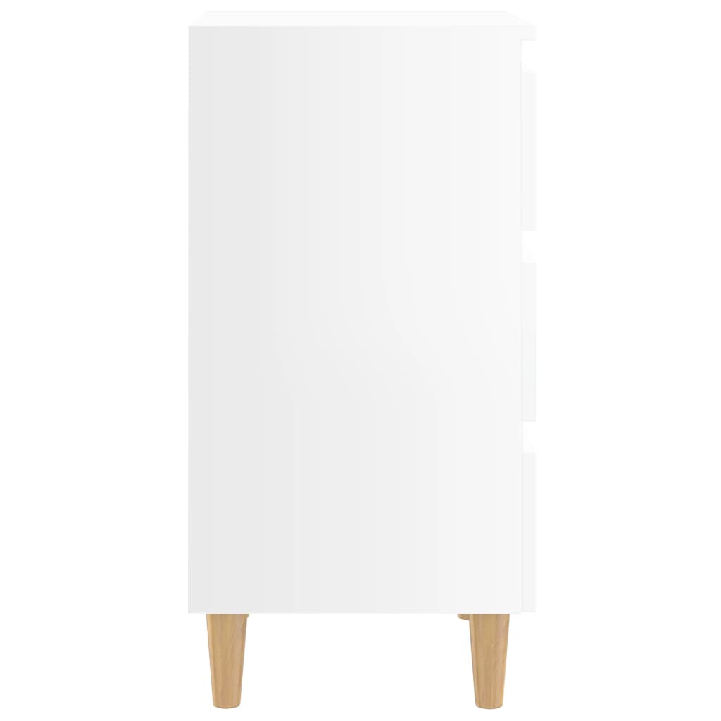 Mesa cabeceira c/ pernas madeira 40x35x69 cm branco brilhante