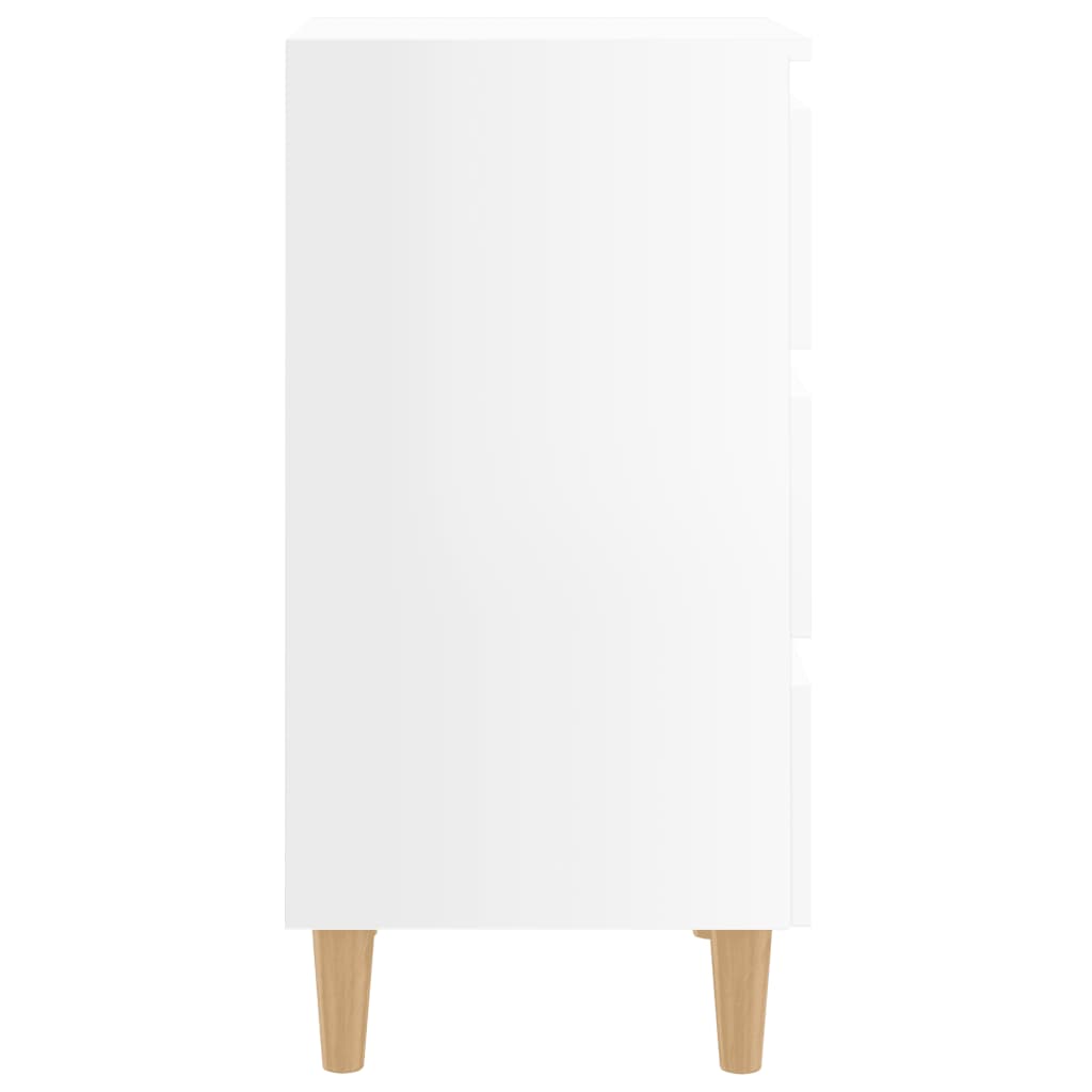 Bedside tables with wooden legs 2pcs 40x35x69cm glossy white