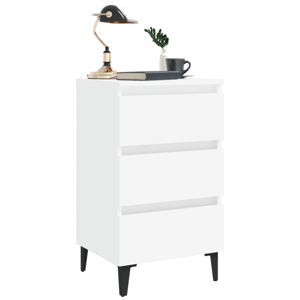 Bedside table with metal legs 40x35x69 cm white