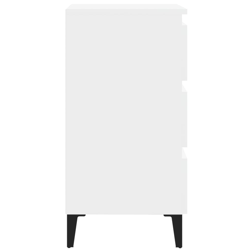 Bedside table with metal legs 40x35x69 cm white