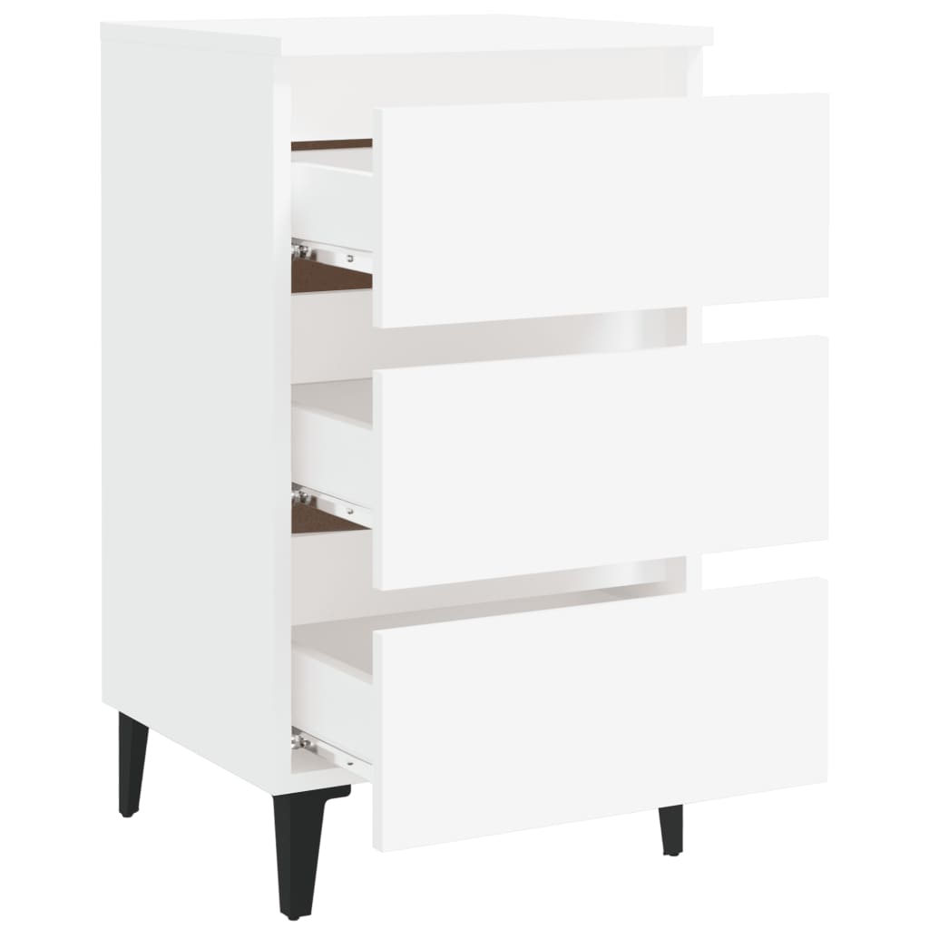 Bedside table with metal legs 40x35x69 cm white