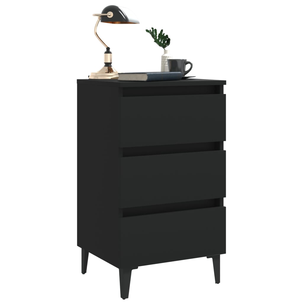 Mesa de cabeceira c/ pernas de metal 40x35x69 cm preto