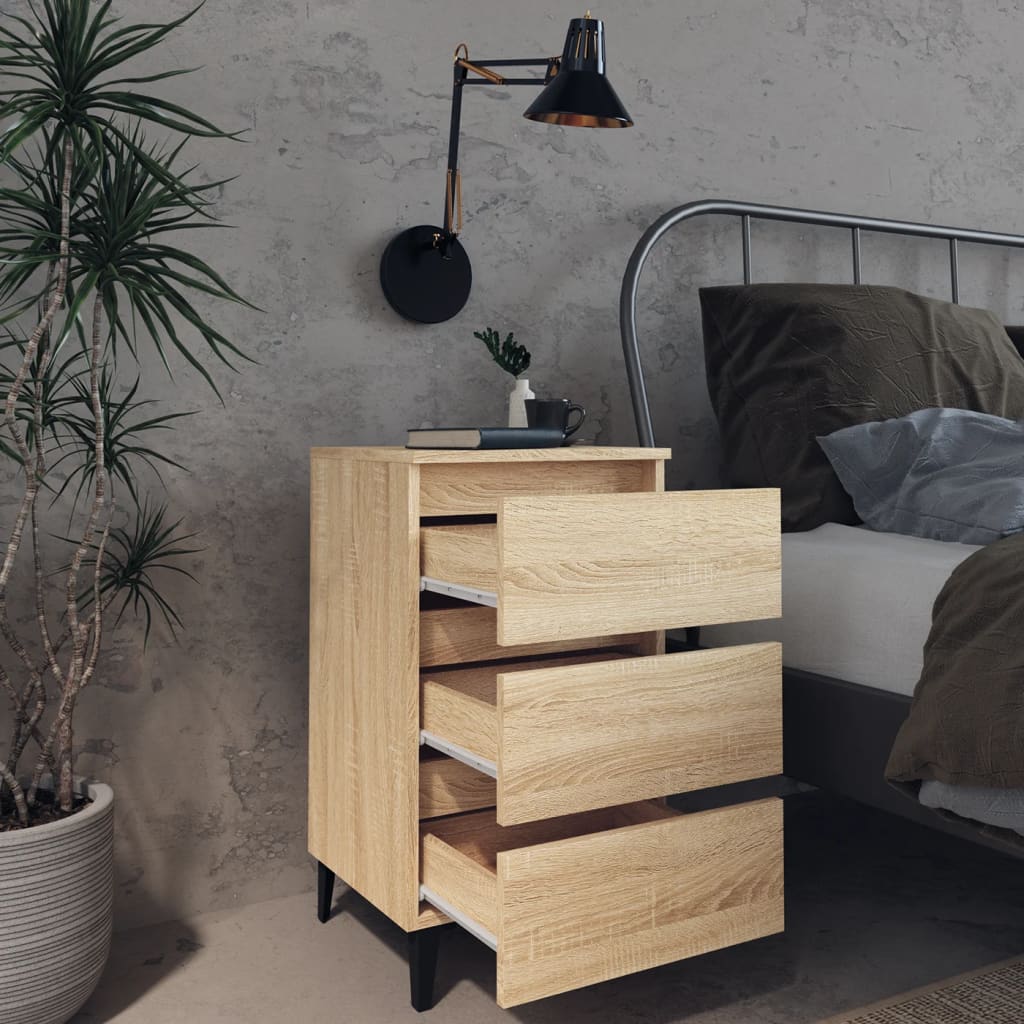 Bedside table with metal legs 40x35x69cm Sonoma oak