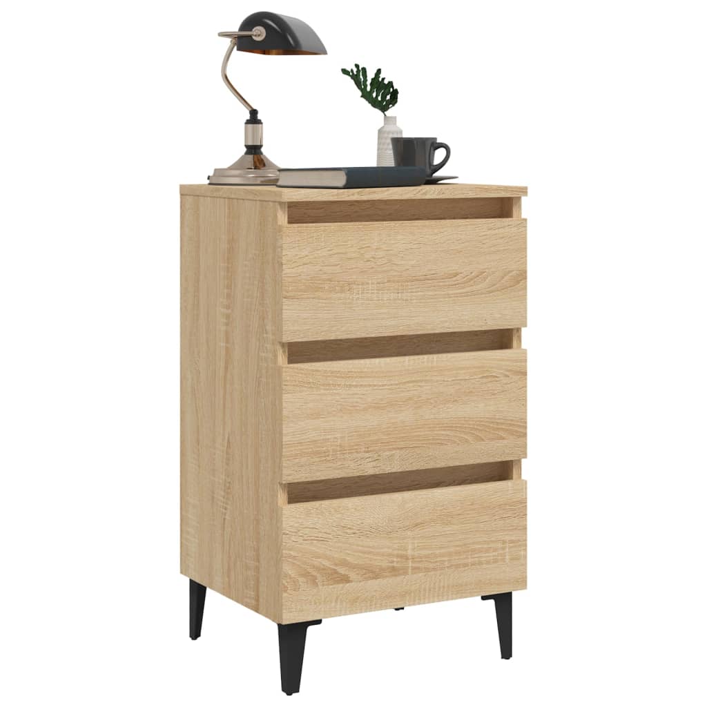 Bedside table with metal legs 40x35x69cm Sonoma oak