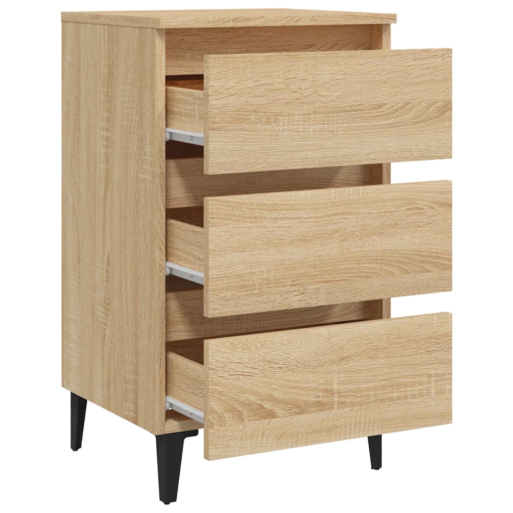Bedside table with metal legs 40x35x69cm Sonoma oak
