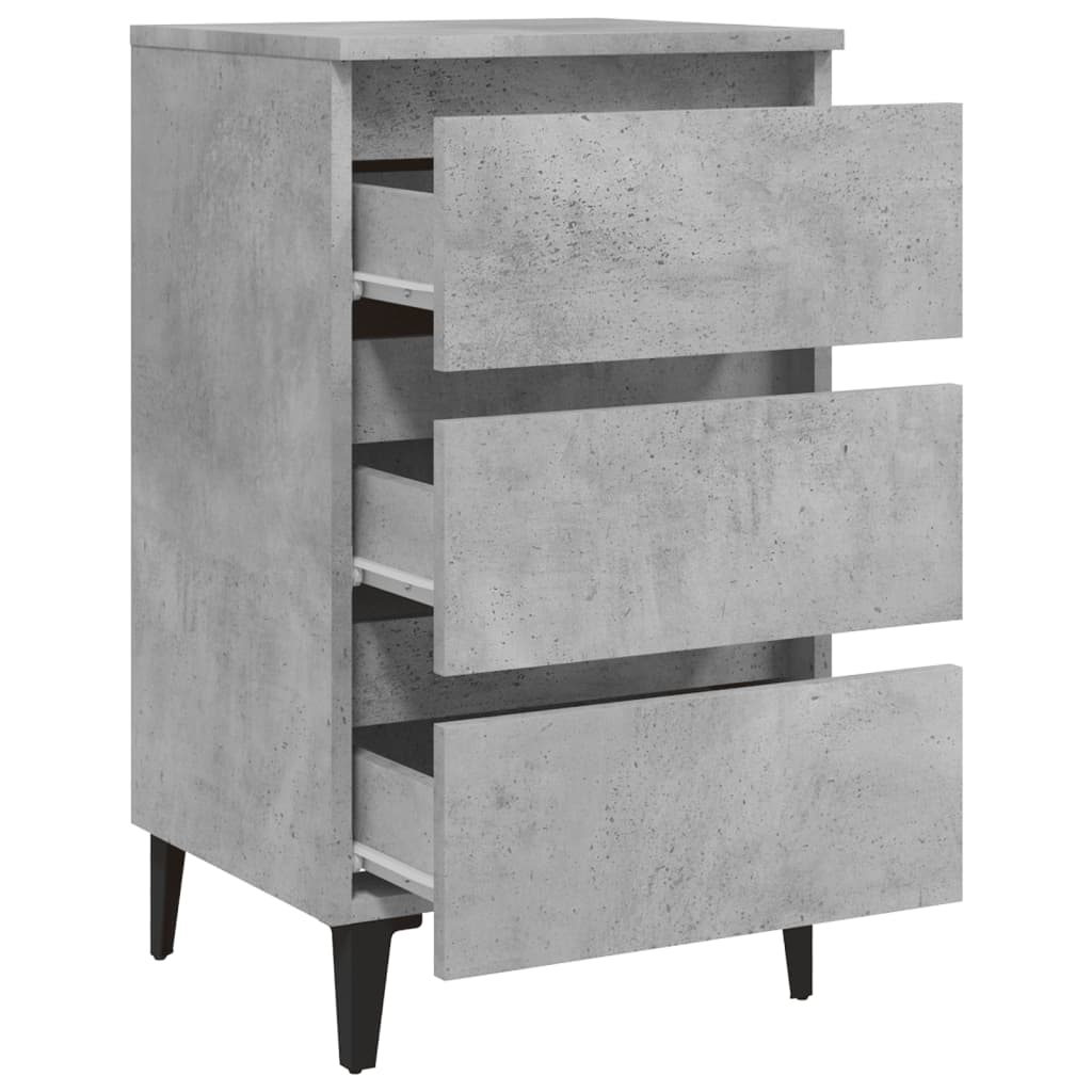Bedside table with metal legs 40x35x69 cm cement grey