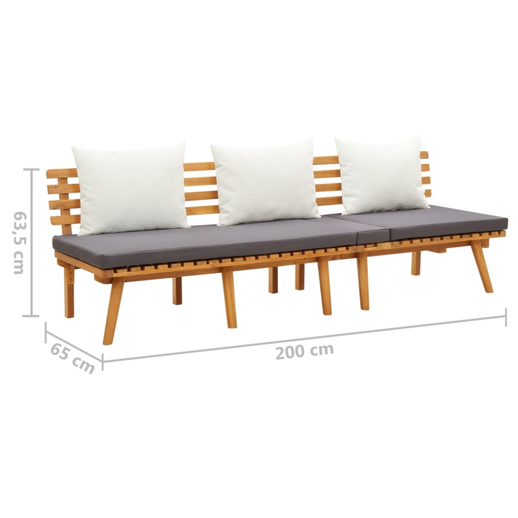 Banco de jardim 200x65 cm madeira de acácia maciça