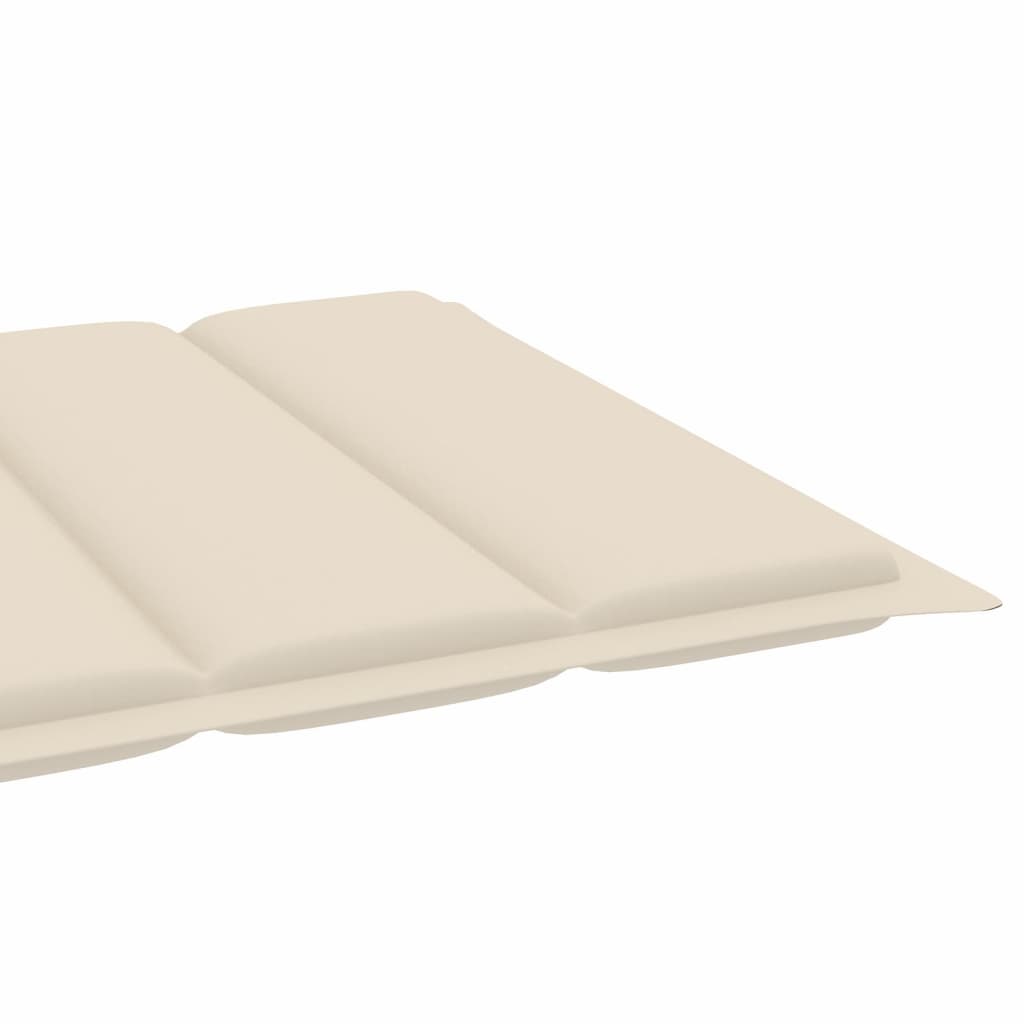 2 pcs sun loungers with cream coloured cushions in solid teak