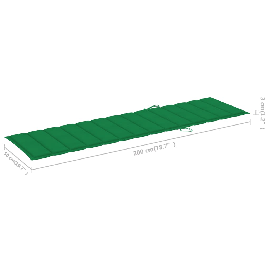 Espreguiçadeiras 2 pcs com almofadão verde teca maciça