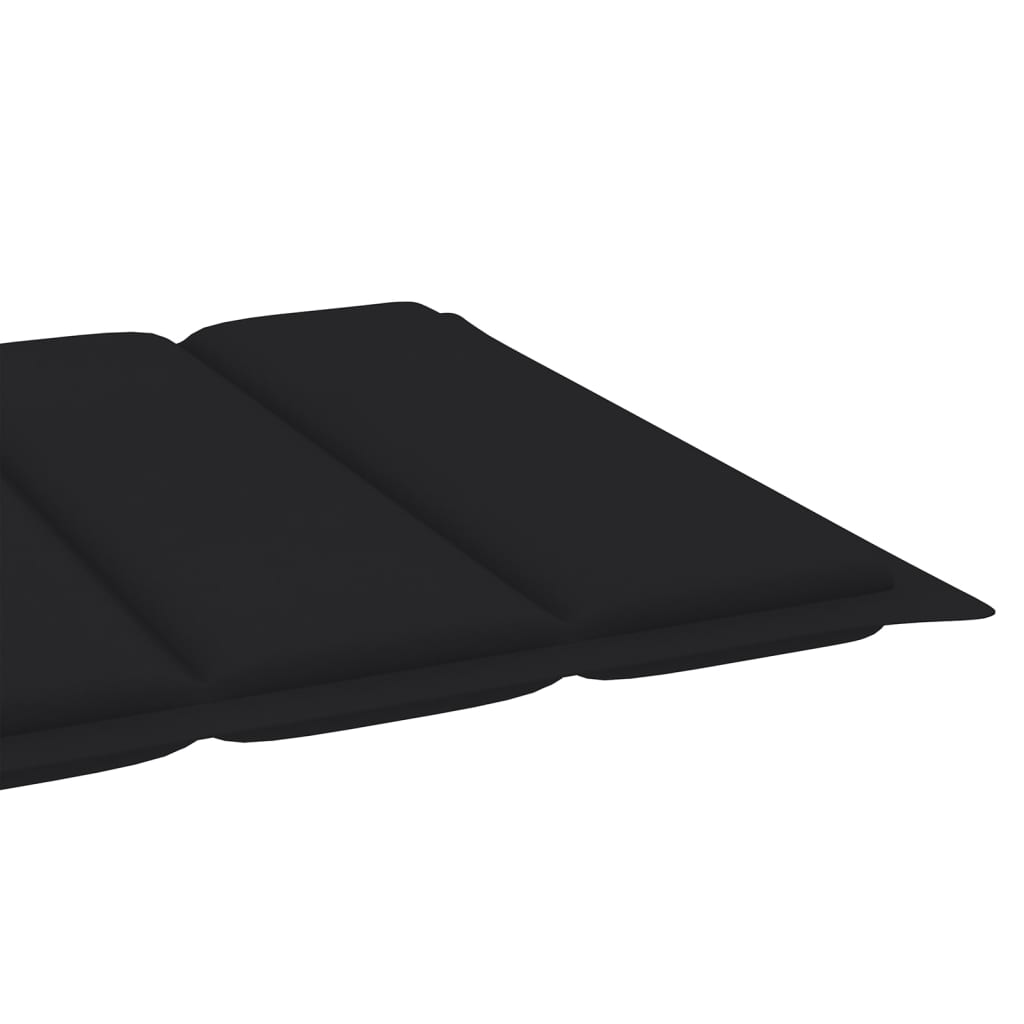 2 pcs sun loungers with black cushion solid teak