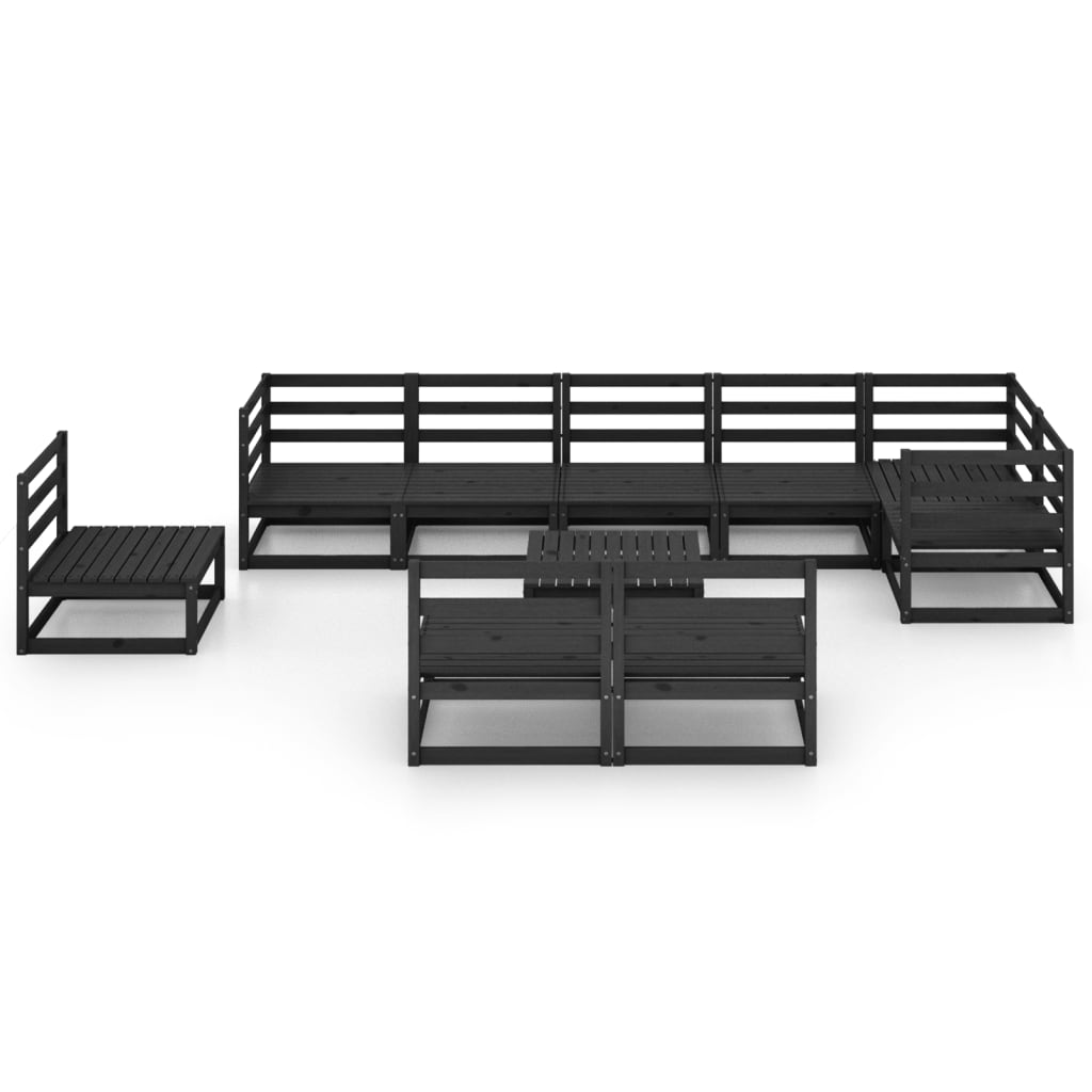 10 pcs conjunto lounge de jardim pinho maciço preto