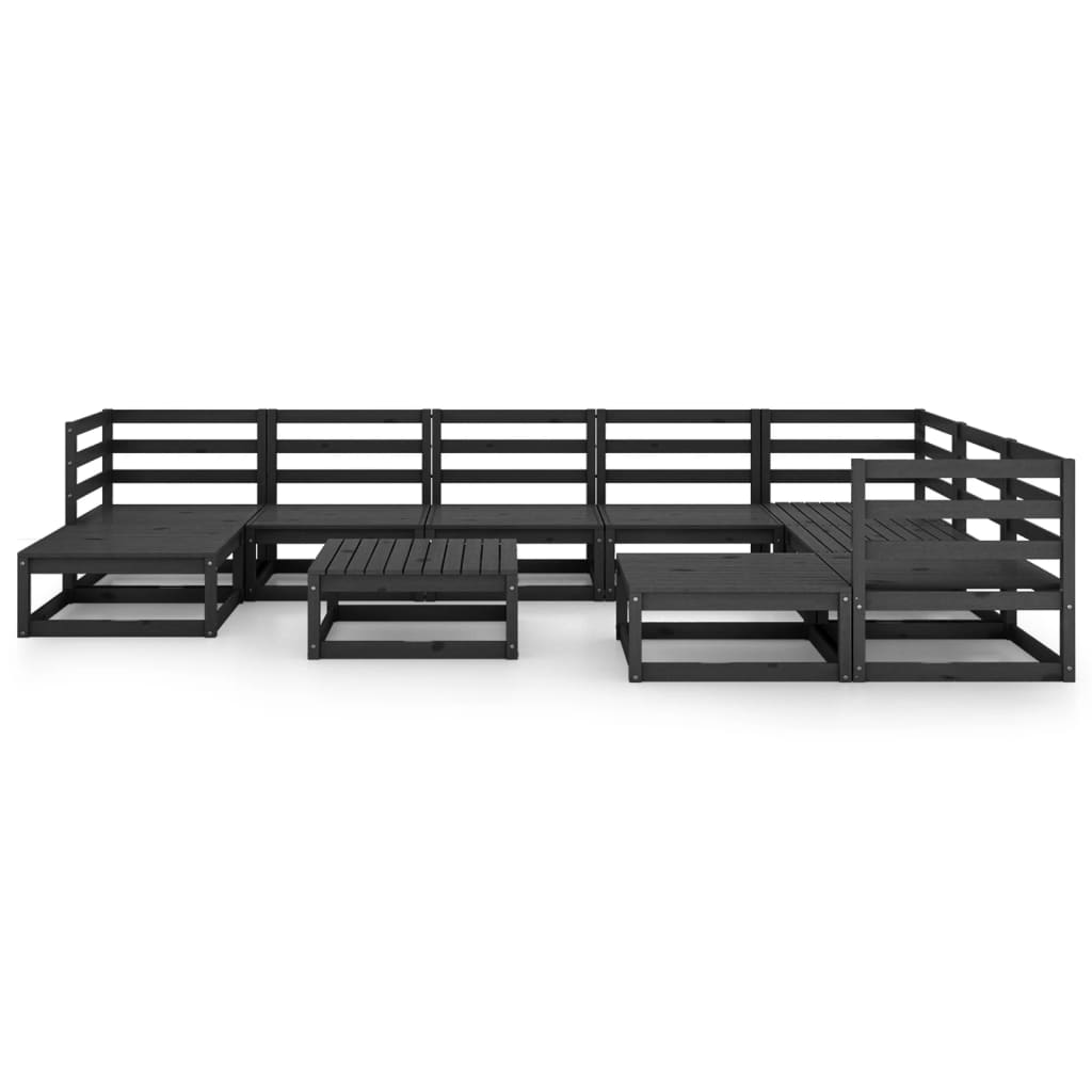 10 pcs conjunto lounge de jardim pinho maciço preto