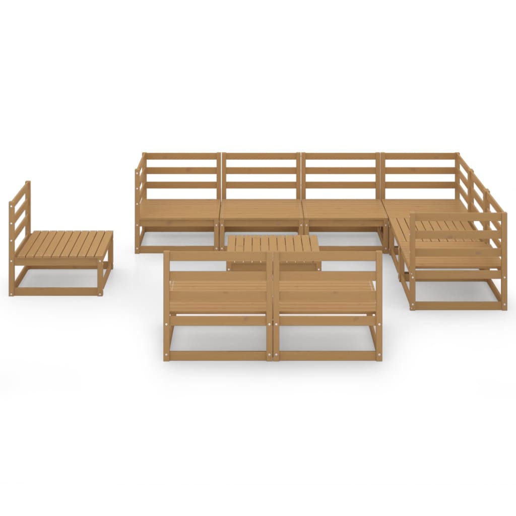 10 pcs conjunto lounge de jardim pinho sólido castanho mel