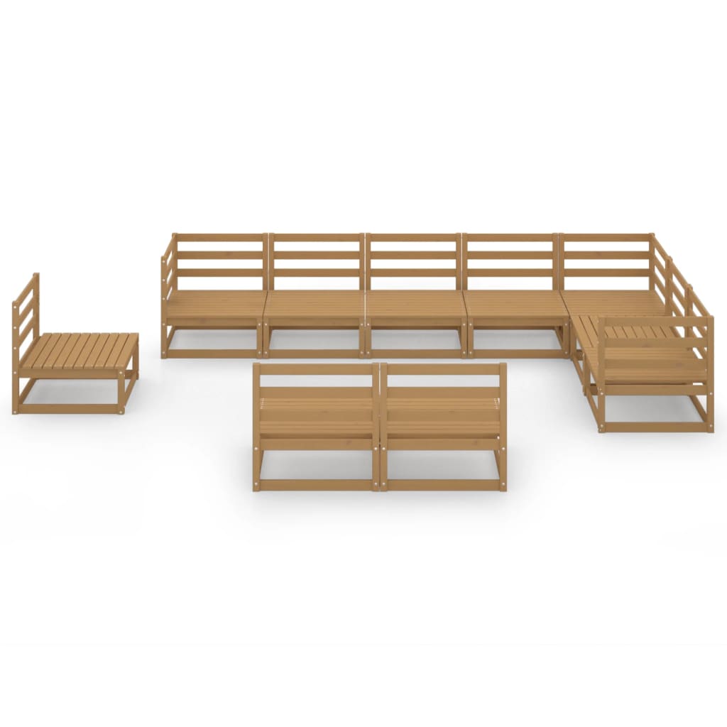 10 pcs conjunto lounge de jardim pinho sólido castanho mel