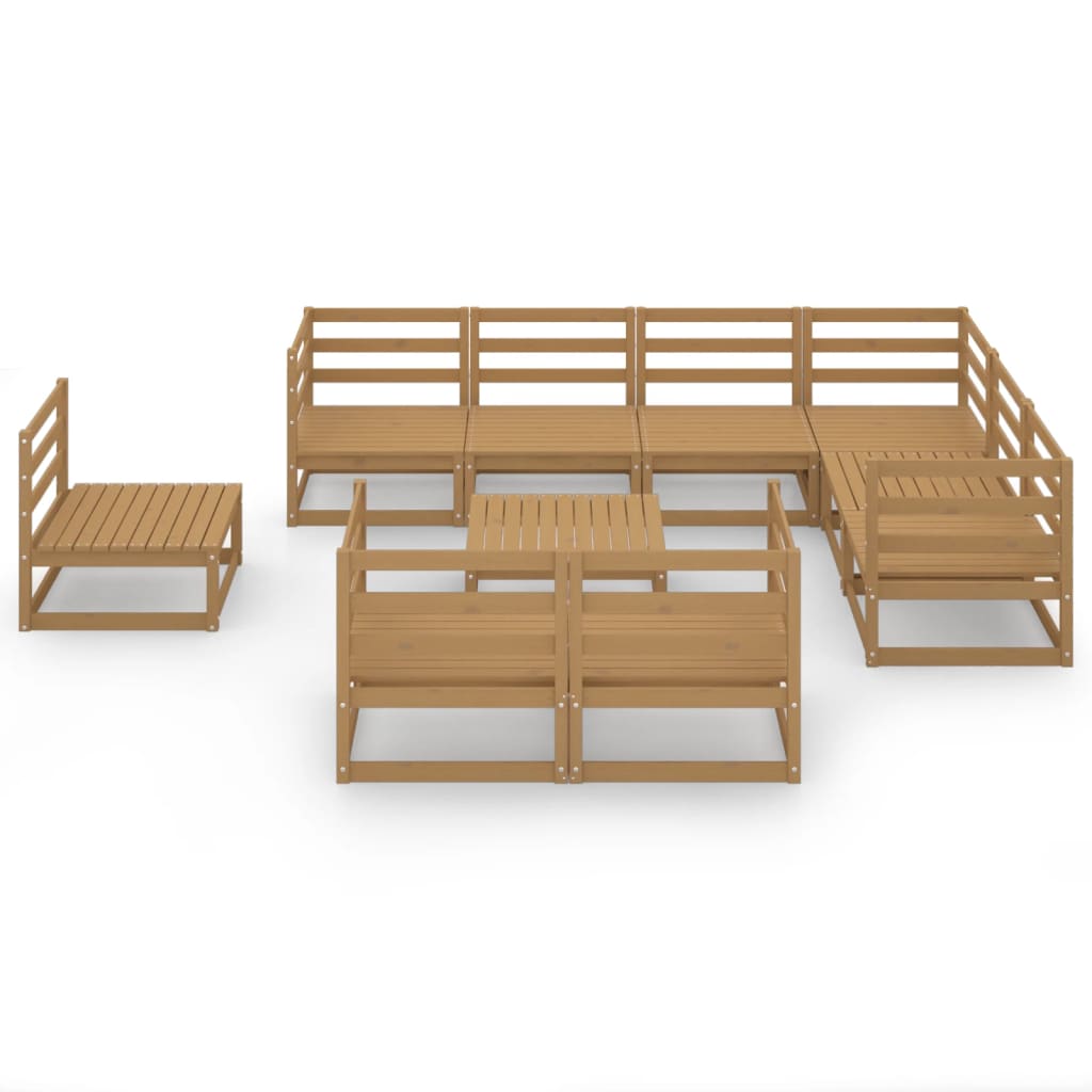 10 pcs conjunto lounge de jardim pinho sólido castanho mel