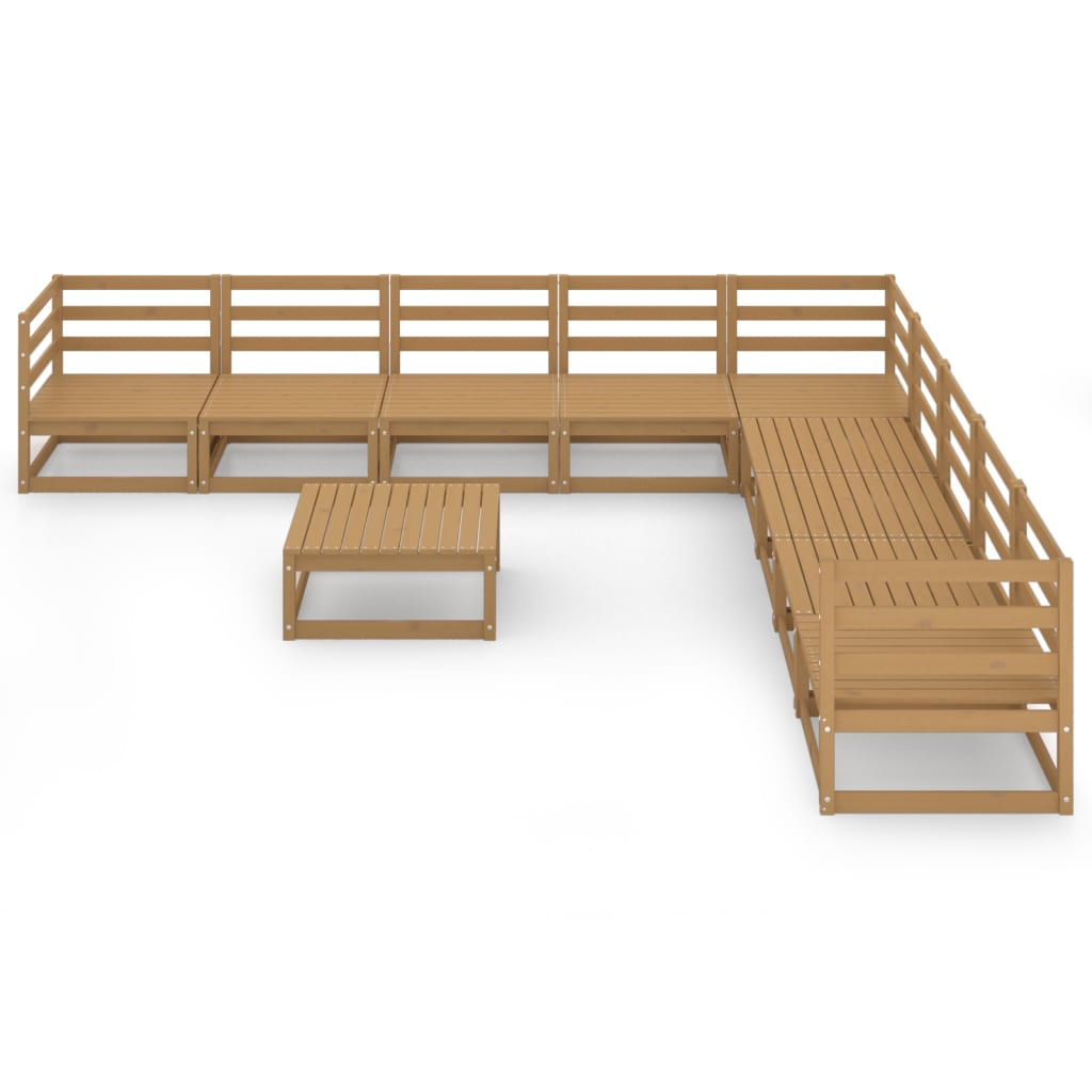 10 pcs conjunto lounge de jardim pinho sólido castanho mel