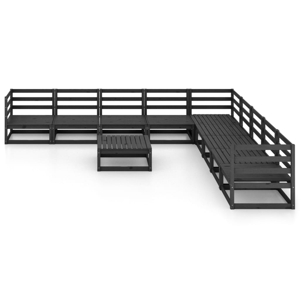 10 pcs conjunto lounge de jardim pinho maciço preto