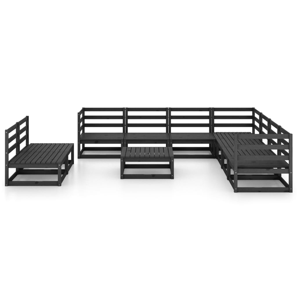 10 pcs conjunto lounge de jardim pinho maciço preto
