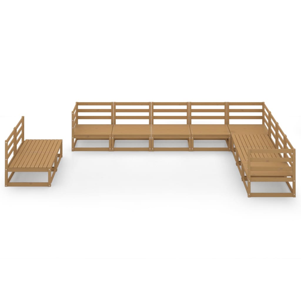 10 pcs conjunto lounge de jardim pinho sólido castanho mel