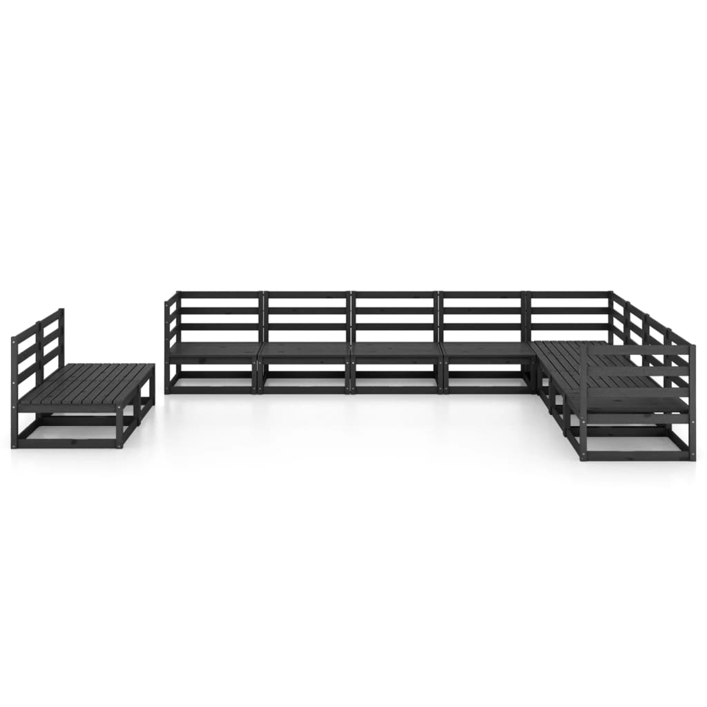 10 pcs conjunto lounge de jardim pinho maciço preto