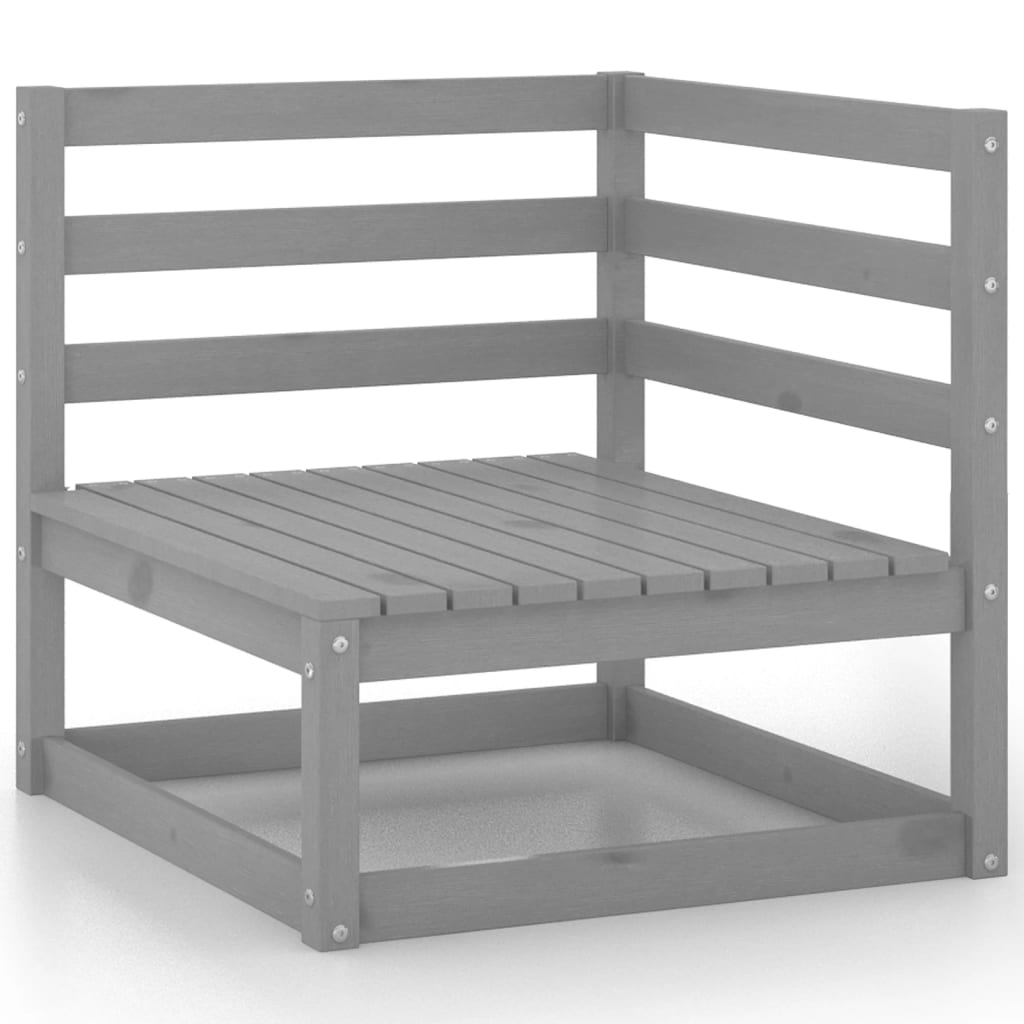 10 pcs conjunto lounge de jardim pinho maciço cinzento